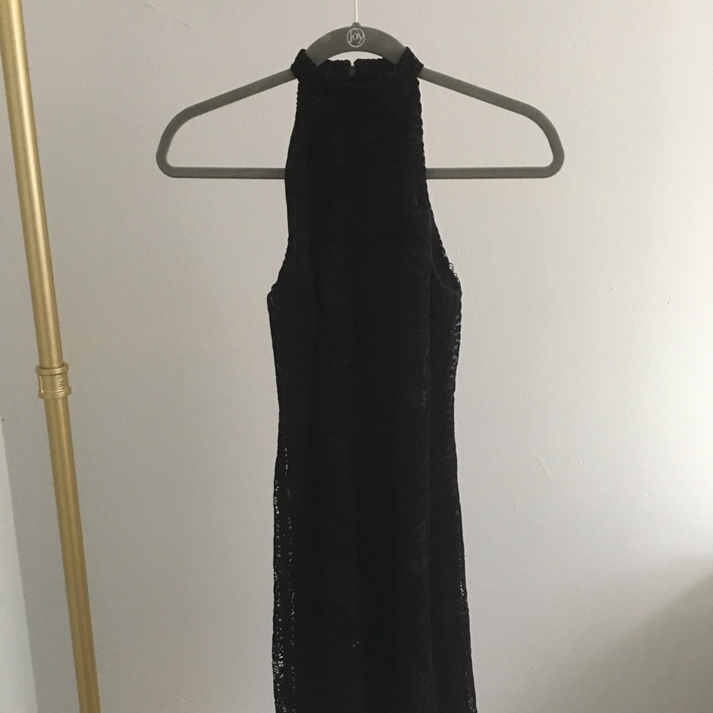 Loft Faux Velvet Floral Black Dress Size 0